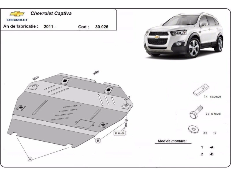 Bunnplate stål Chevrolet Captiva 2010 - 2018 | Motordeksel - Beskyttelse deksel under motor – bilde 2