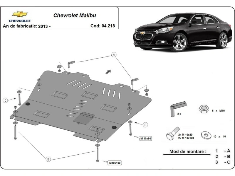 Bunnplate stål Chevrolet Malibu 2013 - 2015 | Motordeksel - Beskyttelse deksel under motor – bilde 2