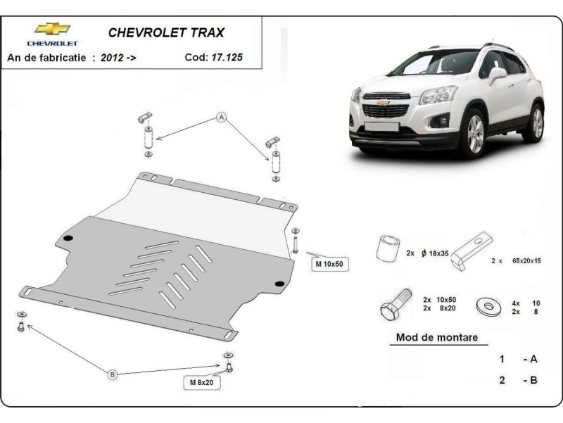 Bunnplate stål Chevrolet Trax 2012 - 2022 | Motordeksel - Beskyttelse deksel under motor – bilde 2