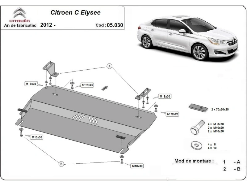 Bunnplate stål Citroen C-Elysee 2012 -> | Motordeksel - Beskyttelse deksel under motor – bilde 2