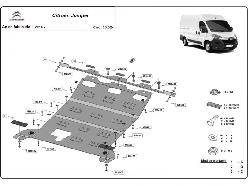 Bunnplate stål Citroen / Fiat / Opel / Peugeot / Toyota | Motordeksel - Beskyttelse deksel under motor Image 2
