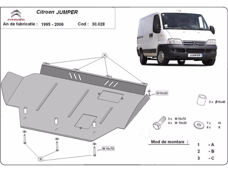 Bunnplate stål Citroen Jumper 1995 - 2006 | Motordeksel - Beskyttelse deksel under motor – bilde 2