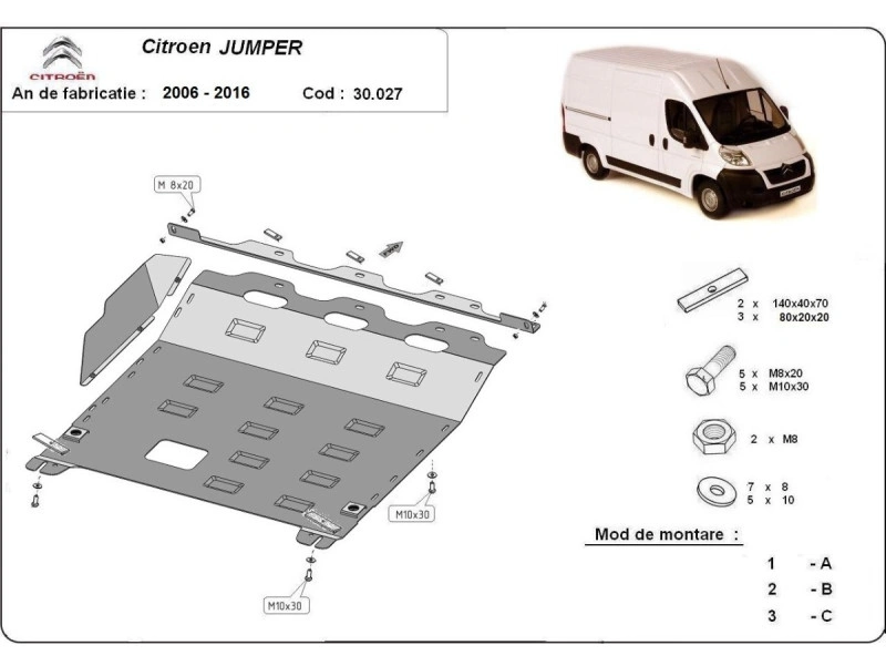 Bunnplate stål Citroen Jumper 2006 - 2016 | Motordeksel - Beskyttelse deksel under motor – bilde 2