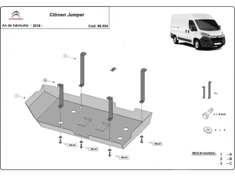 Bunnplate stål Citroen Jumper 2016 -> | AdBlue-deksel - Beskyttelse deksel under AdBlue-systemet – bilde 2