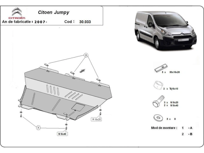 Bunnplate stål Citroen Jumpy 2007 - 2016 | Motordeksel - Beskyttelse deksel under motor – bilde 2