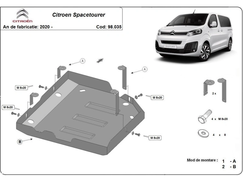 Bunnplate stål Citroen SpaceTourer / Opel Zafira Life / Peugeot Traveller / Toyota Proace Verso 2016 -> | AdBlue-deksel - Beskyttelse deksel under AdBlue-systemet – bilde 2