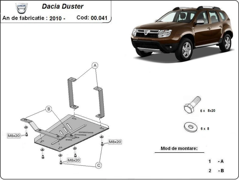 Bunnplate stål Dacia Duster 2010 - 2013 | Differensialdeksel - Beskyttelse deksel under differensial – bilde 2