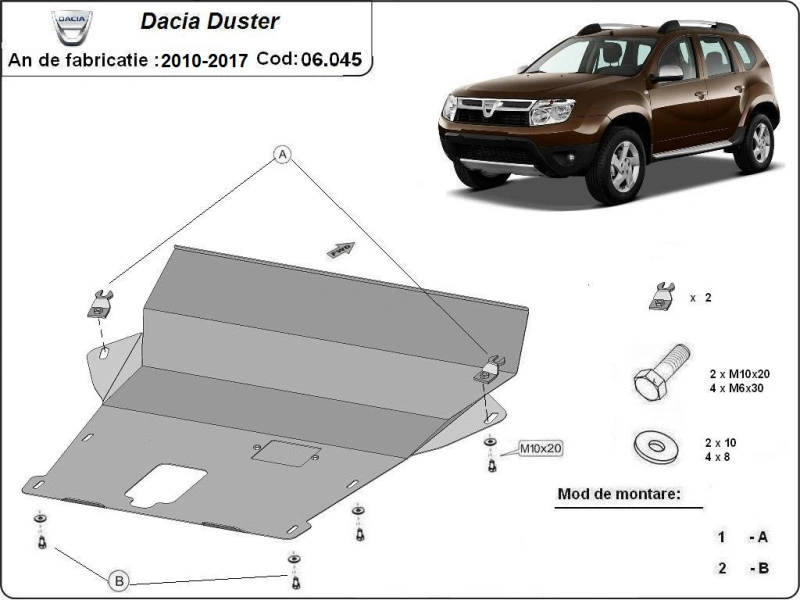 Bunnplate stål Dacia Duster 2010 - 2017 | Motordeksel - Beskyttelse deksel under motor – bilde 2