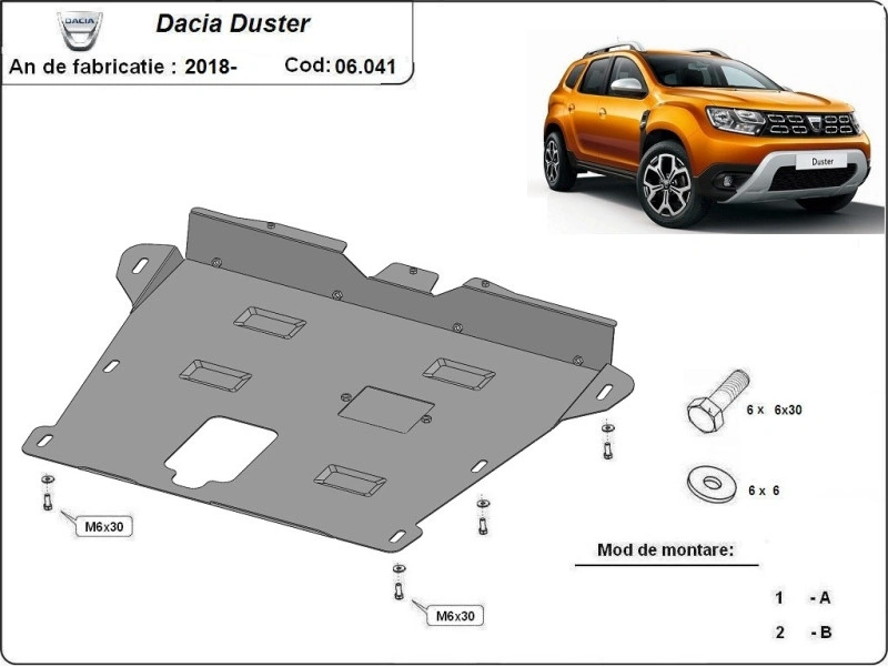 Bunnplate stål Dacia Duster 2018 - 2024 | Motordeksel - Beskyttelse deksel under motor – bilde 2