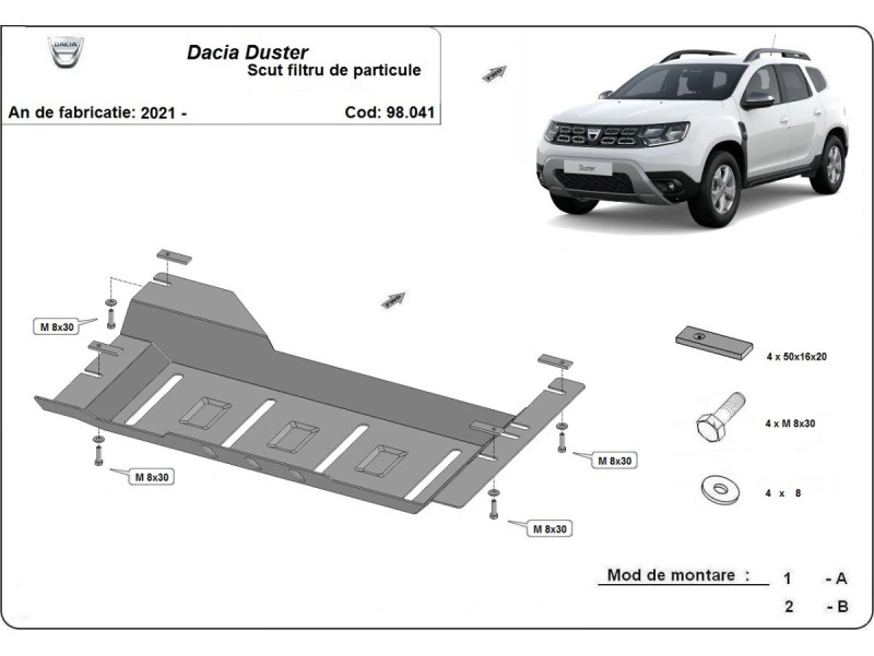 Bunnplate stål Dacia Duster 2021 - 2024 | Bunnplate stålbeskyttelse for DPF dieselpartikkelfilter – bilde 2