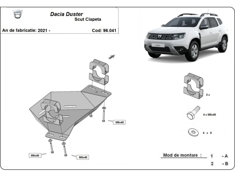 Bunnplate stål Dacia Duster 2021 - 2024 | Bunnplate stålbeskyttelse for EGR – bilde 2
