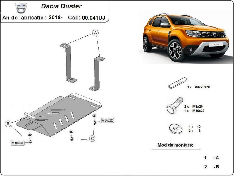 Bunnplate stål Dacia Duster II 2017 - 2023 | Differensialdeksel - Beskyttelse deksel under differensial – bilde 2