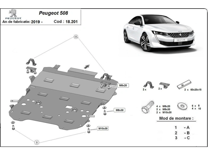 Bunnplate stål DS / Citroen / Peuegot / Opel │ Motordeksel - Beskyttelse deksel under motor + girkasse – bilde 10