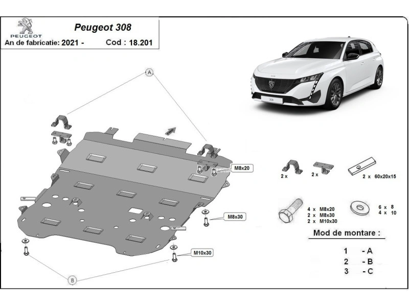 Bunnplate stål DS / Citroen / Peuegot / Opel │ Motordeksel - Beskyttelse deksel under motor + girkasse – bilde 14
