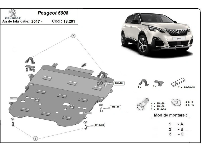 Bunnplate stål DS / Citroen / Peuegot / Opel │ Motordeksel - Beskyttelse deksel under motor + girkasse – bilde 16