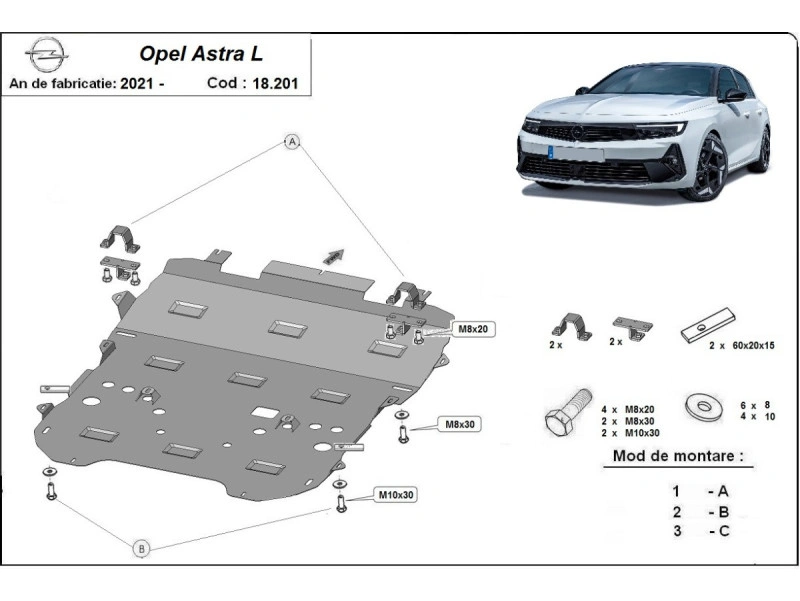 Bunnplate stål DS / Citroen / Peuegot / Opel │ Motordeksel - Beskyttelse deksel under motor + girkasse – bilde 20
