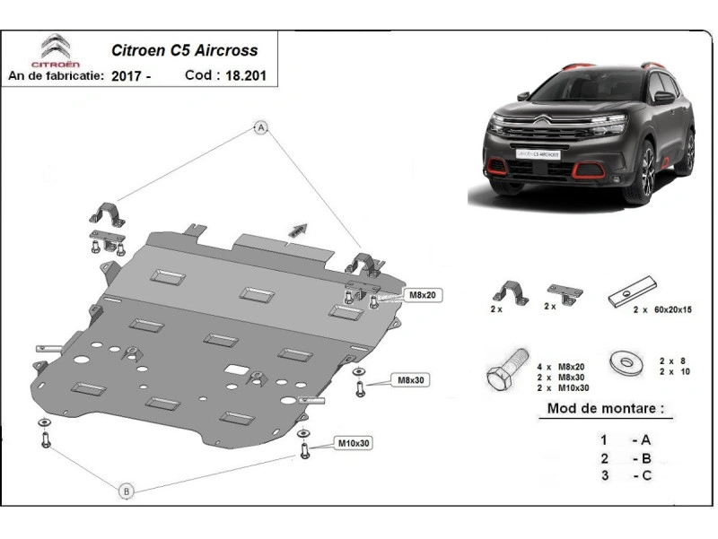 Bunnplate stål DS / Citroen / Peuegot / Opel │ Motordeksel - Beskyttelse deksel under motor + girkasse – bilde 4