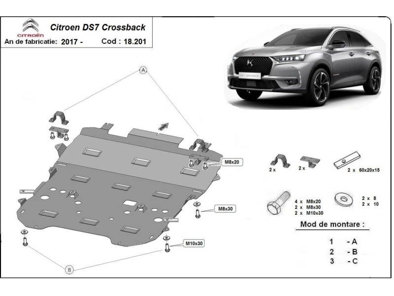 Bunnplate stål DS / Citroen / Peuegot / Opel │ Motordeksel - Beskyttelse deksel under motor + girkasse – bilde 6