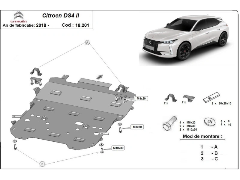Bunnplate stål DS / Citroen / Peuegot / Opel │ Motordeksel - Beskyttelse deksel under motor + girkasse – bilde 8