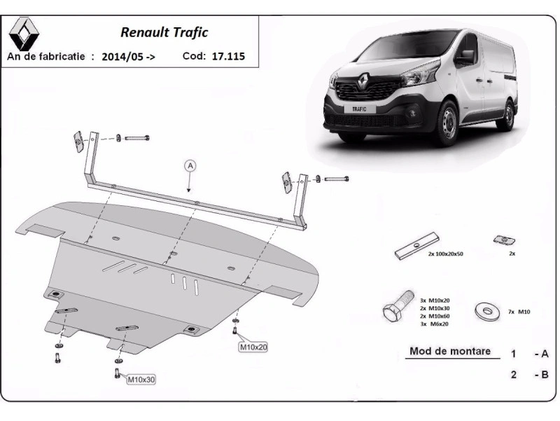 Bunnplate stål Fiat / Renault / Opel / Nissan | Motordeksel - Beskyttelse deksel under motor – bilde 13