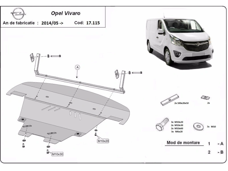 Bunnplate stål Fiat / Renault / Opel / Nissan | Motordeksel - Beskyttelse deksel under motor – bilde 14