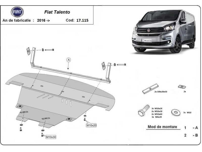Bunnplate stål Fiat / Renault / Opel / Nissan | Motordeksel - Beskyttelse deksel under motor – bilde 2
