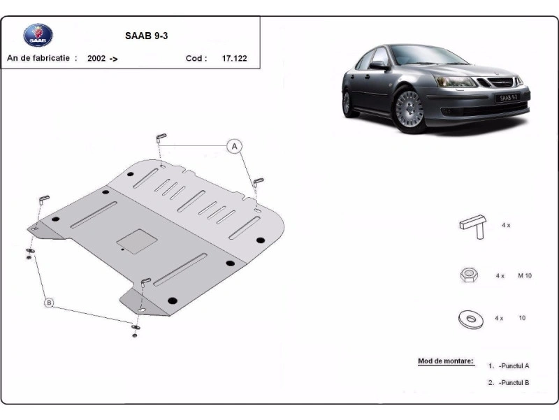 Bunnplate stål Fiat / Sabb / Opel | Motordeksel - Beskyttelse deksel under motor – bilde 11