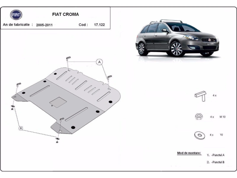 Bunnplate stål Fiat / Sabb / Opel | Motordeksel - Beskyttelse deksel under motor – bilde 2