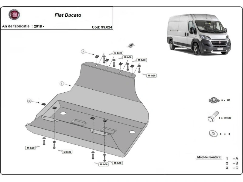 Bunnplate stål Fiat / Toyota / Citroen / Peugeot / Opel |  Drivstofftankdeksel - Beskyttelse deksel under dieseltank – bilde 2