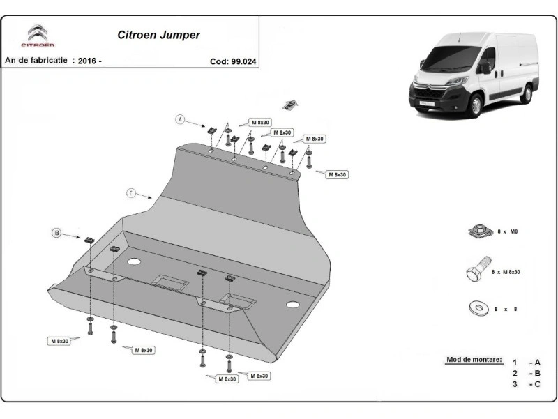 Bunnplate stål Fiat / Toyota / Citroen / Peugeot / Opel |  Drivstofftankdeksel - Beskyttelse deksel under dieseltank – bilde 3