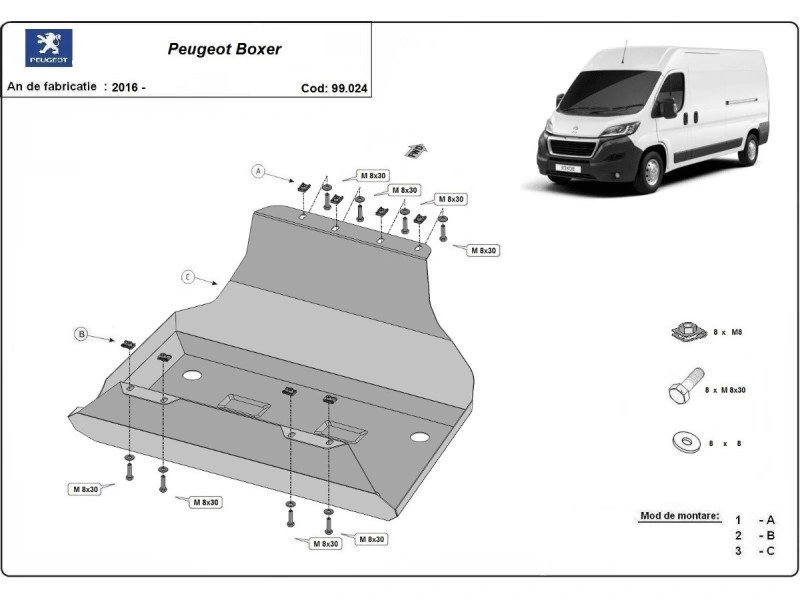 Bunnplate stål Fiat / Toyota / Citroen / Peugeot / Opel |  Drivstofftankdeksel - Beskyttelse deksel under dieseltank – bilde 4