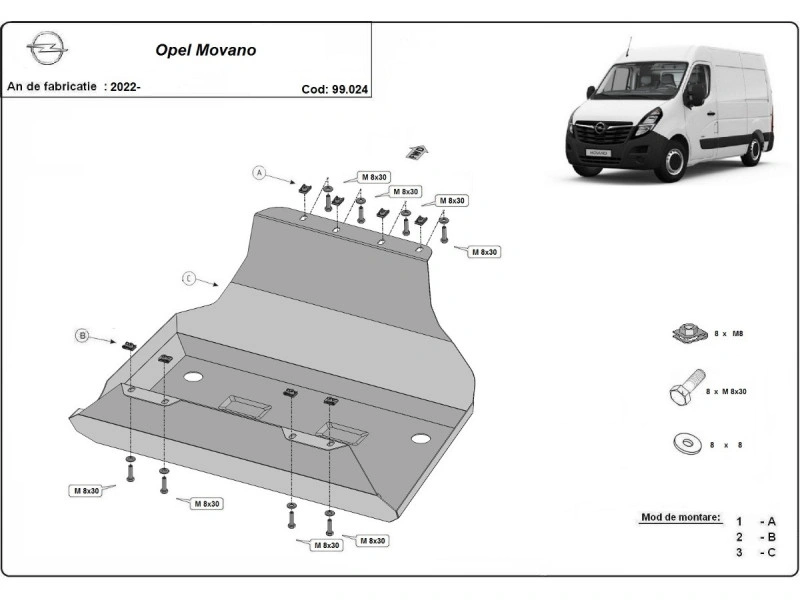 Bunnplate stål Fiat / Toyota / Citroen / Peugeot / Opel |  Drivstofftankdeksel - Beskyttelse deksel under dieseltank – bilde 5