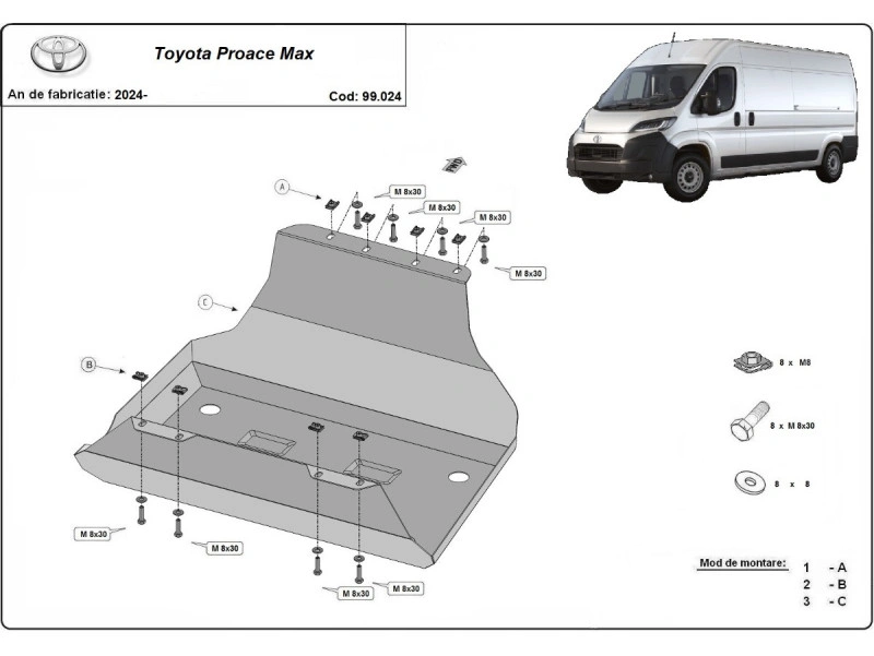 Bunnplate stål Fiat / Toyota / Citroen / Peugeot / Opel |  Drivstofftankdeksel - Beskyttelse deksel under dieseltank – bilde 6