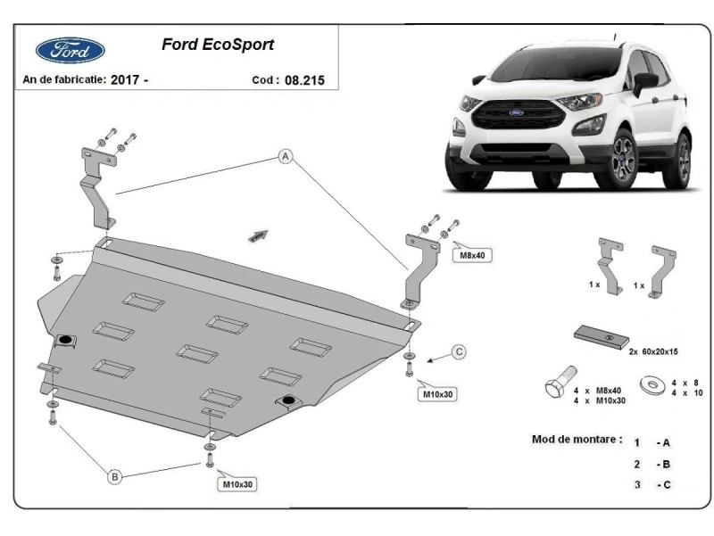 Bunnplate stål Ford EcoSport 2017 -> | Motordeksel - Beskyttelse deksel under motor – bilde 2