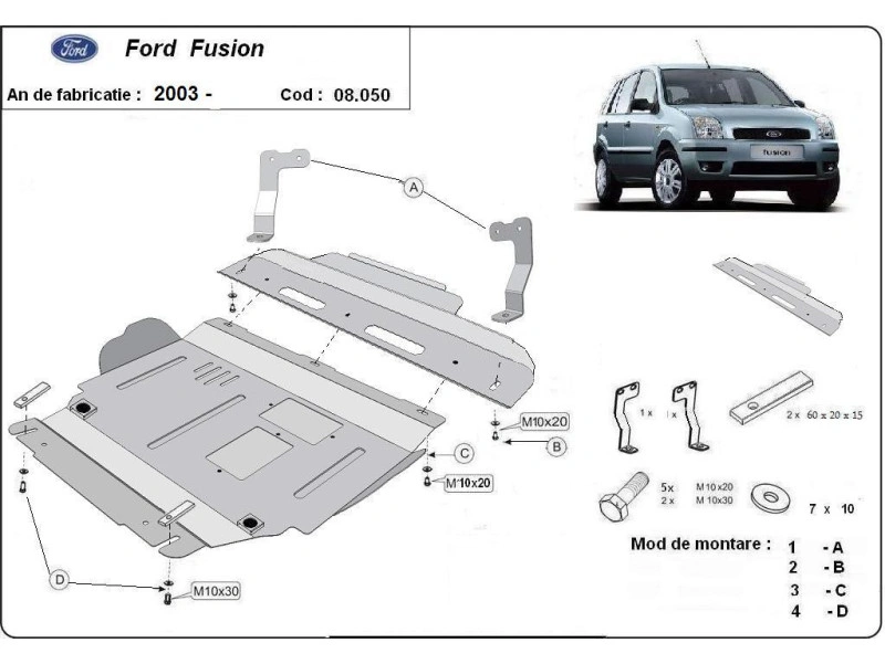 Bunnplate stål Ford Fusion 2003 - 2012 | Motordeksel - Beskyttelse deksel under motor – bilde 2
