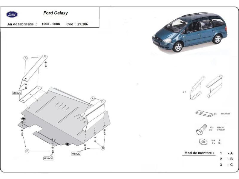 Bunnplate stål Ford Galaxy / Seat Alhambra / Vw Sharan | Motordeksel - Beskyttelse deksel under motor – bilde 4