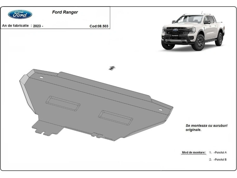 Bunnplate stål Ford Ranger 2023 -> / VW Amarok II 2022 -> | Radiatordeksel - Beskyttelse deksel under radiator – bilde 4
