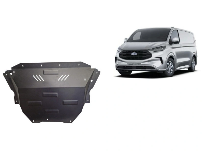 Bunnplate stål Ford Transit Custom 2023 -> / Vw Transporter T7 2024 -> | Motordeksel - Beskyttelse deksel under motor