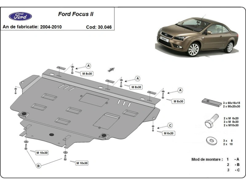 Bunnplate stål Ford / Volvo | Motordeksel - Beskyttelse deksel under motor Image 7