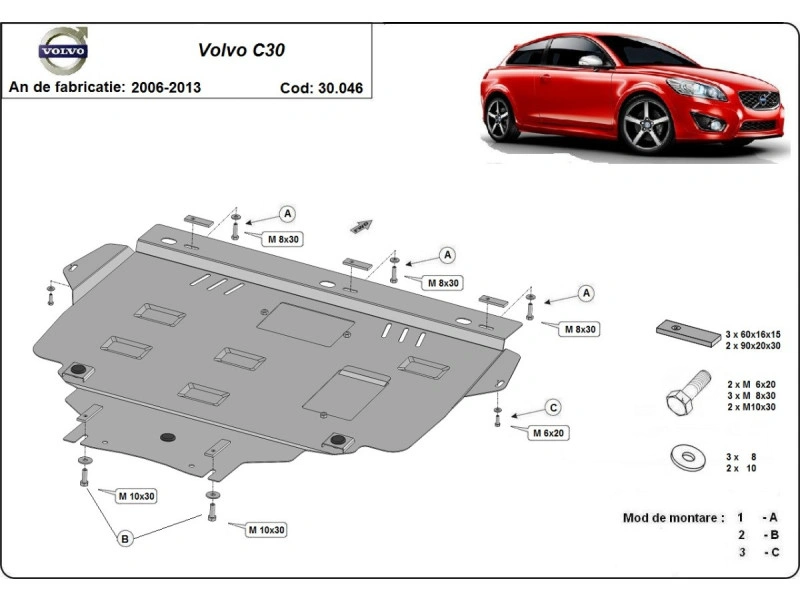 Bunnplate stål Ford / Volvo | Motordeksel - Beskyttelse deksel under motor Image 8