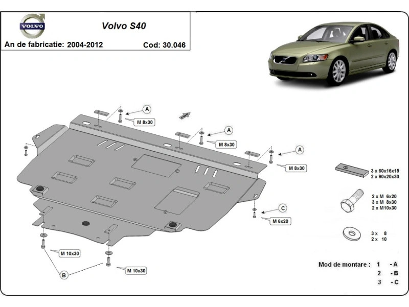 Bunnplate stål Ford / Volvo | Motordeksel - Beskyttelse deksel under motor Image 9