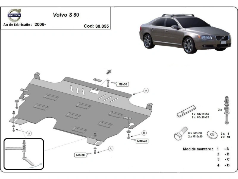 Bunnplate stål Ford / Volvo | Motordeksel - Beskyttelse deksel under motor Image 2