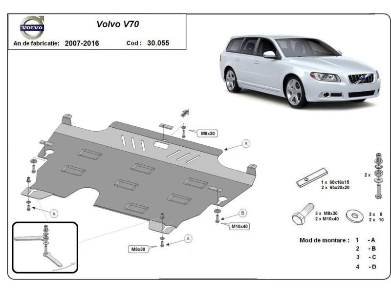 Bunnplate stål Ford / Volvo | Motordeksel - Beskyttelse deksel under motor Image 3