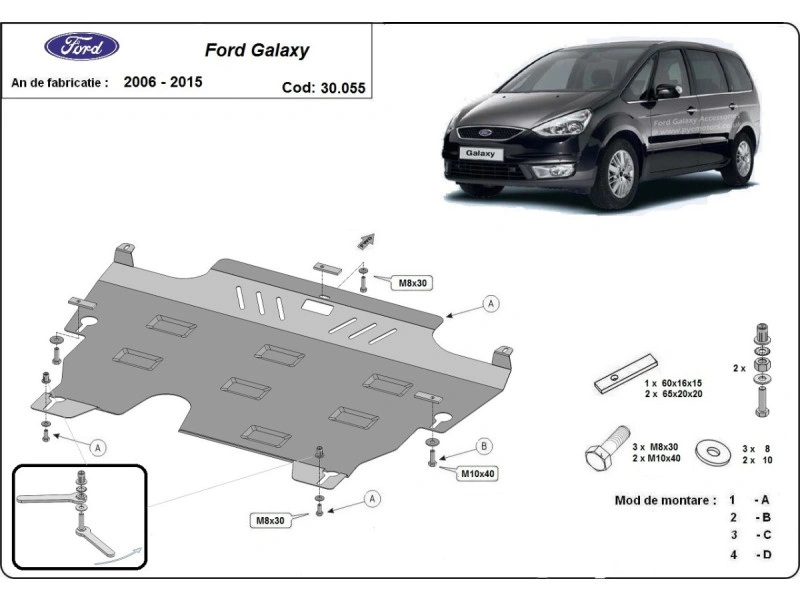 Bunnplate stål Ford / Volvo | Motordeksel - Beskyttelse deksel under motor Image 4
