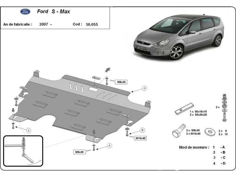 Bunnplate stål Ford / Volvo | Motordeksel - Beskyttelse deksel under motor Image 6