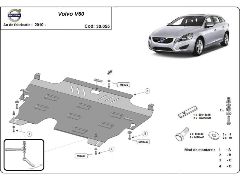 Bunnplate stål Ford / Volvo | Motordeksel - Beskyttelse deksel under motor Image 7