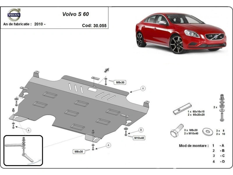 Bunnplate stål Ford / Volvo | Motordeksel - Beskyttelse deksel under motor Image 8