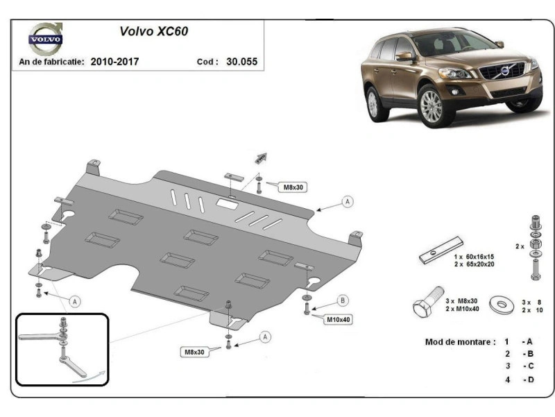 Bunnplate stål Ford / Volvo | Motordeksel - Beskyttelse deksel under motor Image 9
