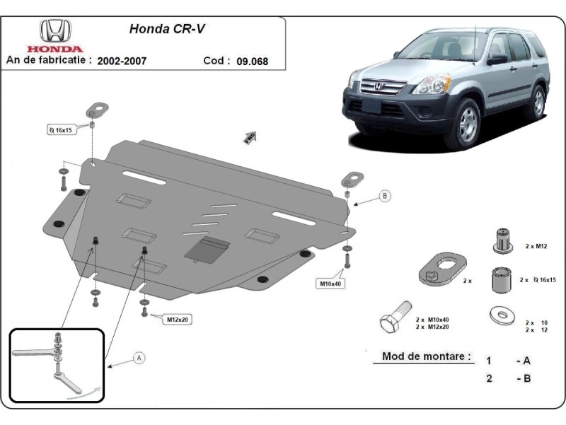 Bunnplate stål Honda CR-V 2002 - 2007 | Motordeksel - Beskyttelse deksel under motor – bilde 2