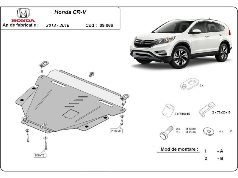 Bunnplate stål Honda CR-V IV 2014 - 2022 │ Motordeksel - Beskyttelse deksel under motor + girkasse – bilde 3